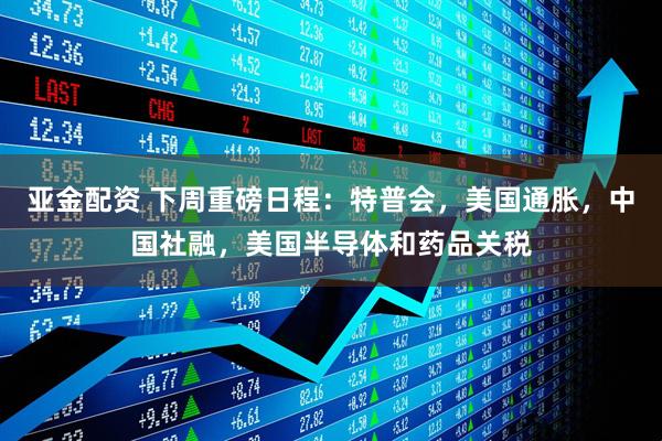 亚金配资 下周重磅日程：特普会，美国通胀，中国社融，美国半导体和药品关税